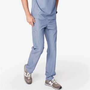 Figs Men's Axim Cargo Scrub Pants Size L Heather Indigo